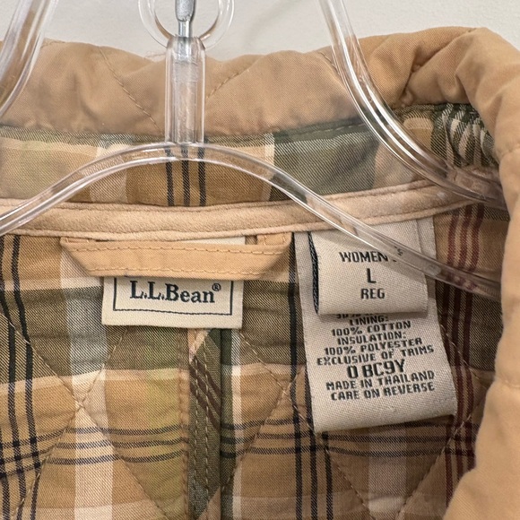 Vintage LL Bean Quilted Khaki Farmhouse Barn Coat Size Large - Picture 2 of 16